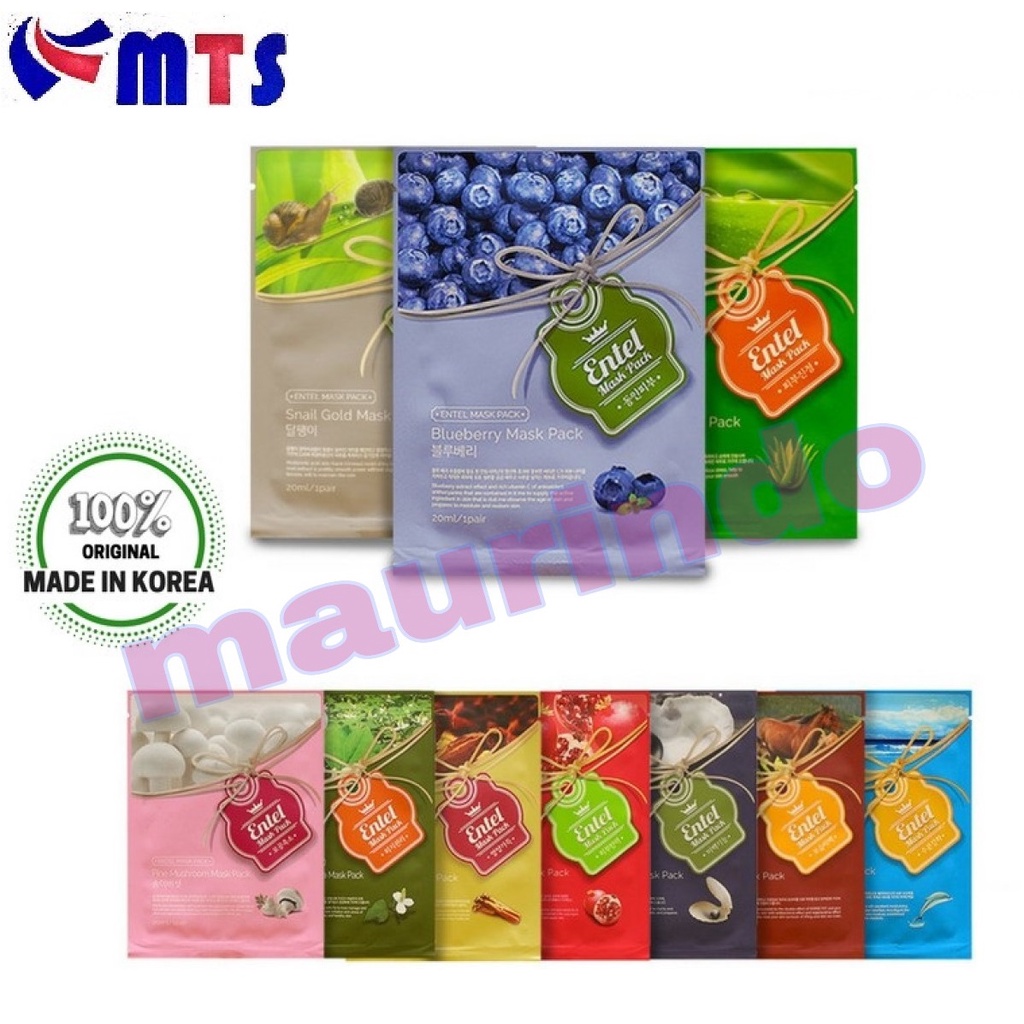 COD - ENTEL Korean Masker Kecantikan Wajah Face Mask Pack ALOE VERA COLLAGEN