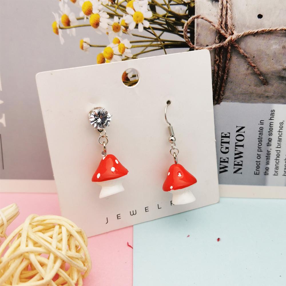 NICKOLAS1 Diy Perhiasan Aksesoris Aksesoris Fashion 3D Jamur Merah Resin Gantungan Kunci Sayuran DIY Anting-Anting