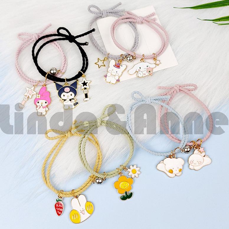 BISA COD 2 Pcs Gelang Magnet - 1 Pasang Gelang Couple Magnet Karet Desain Kuromi Cinnamoroll Wanita 