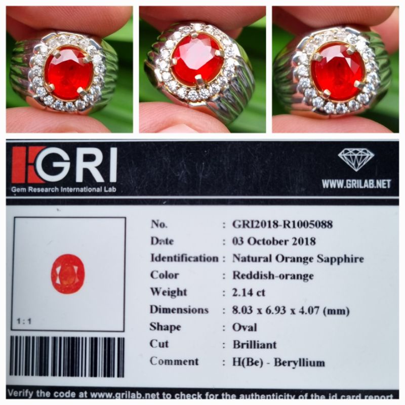 Natural Reddish Orange Sapphire Memo 2.14 crt