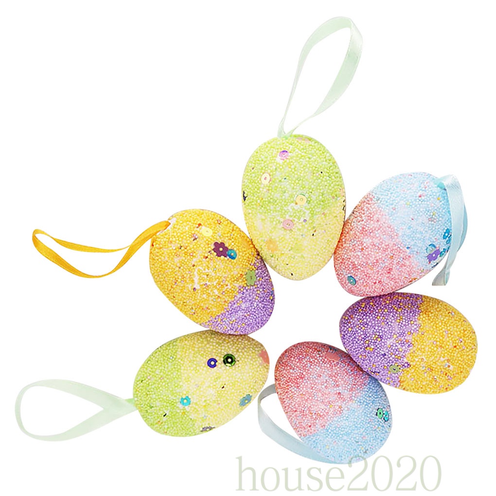 [HOUSE2020]6Pcs Easter Eggs Colorful Speckled Foam Fake Eggshell Simulation Party Decoration Toys Boy Girl Gift