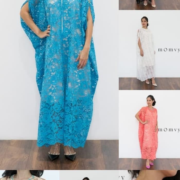 BIG PROMO Kaftan brokat kerah bulat - Putih B0091