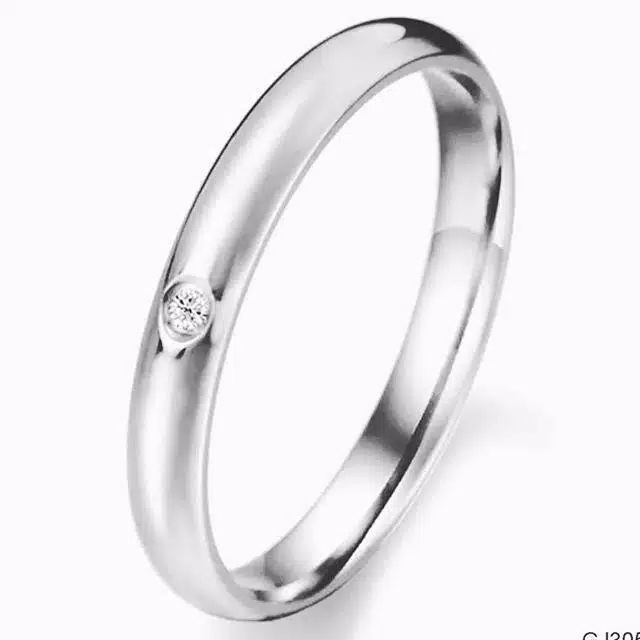 Cincin couple Titanium Stainless steel cembung 1MATA anti karat selamanya Fashion Ring pria wanita