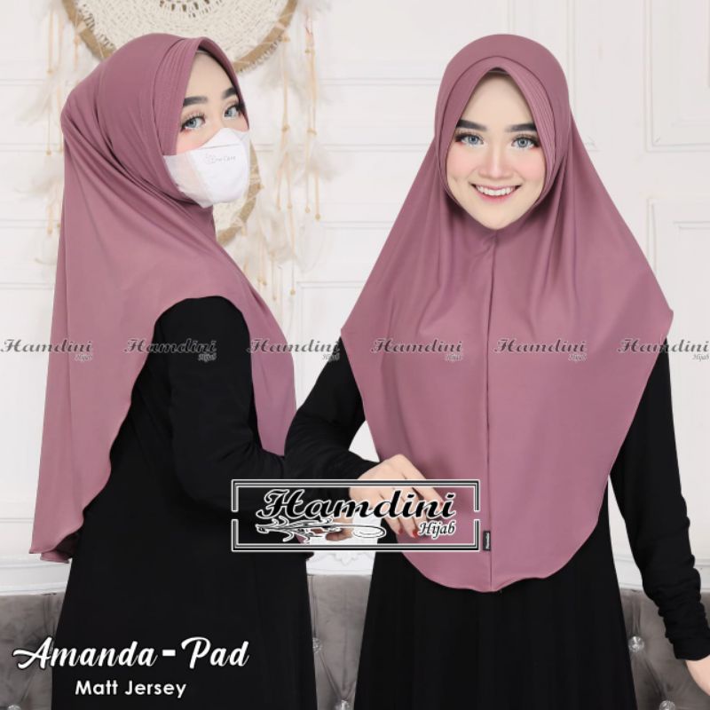 Jilbab Bergo Instan Amanda Pad L Jersey Original Hamdini Hijab