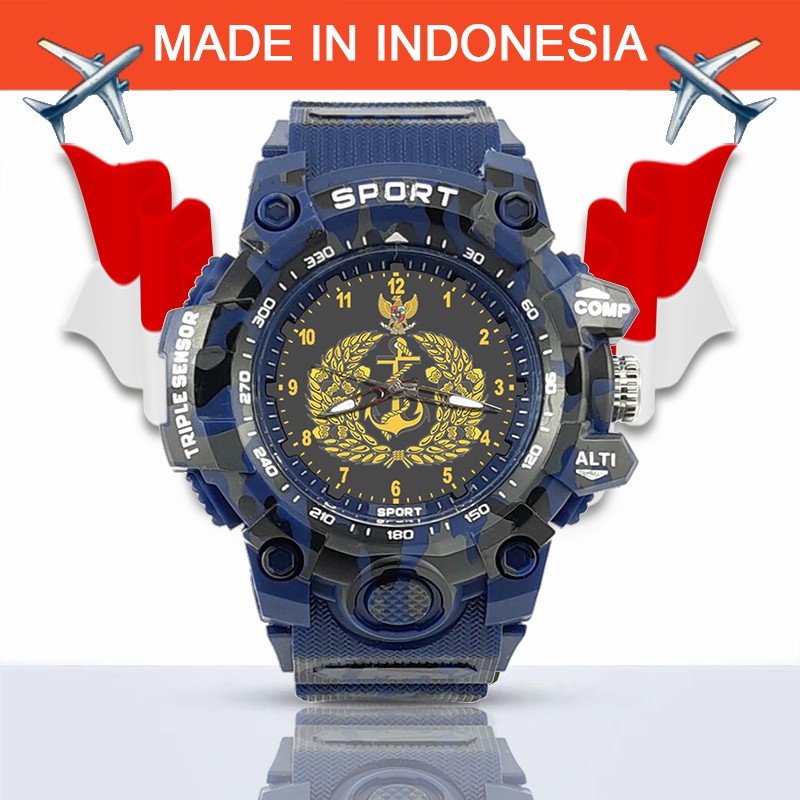 {Istimewa} Jam Tangan TNI-AL (Angkatan Laut) -Biru  Army Water Resistant