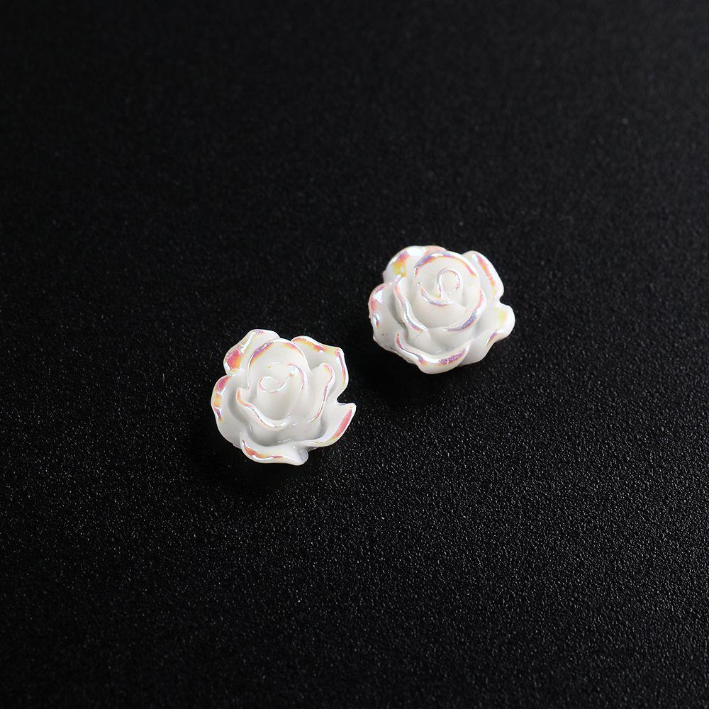 AUGUSTINA Agustina Camelia Dekorasi Kuku 3D Fashion Rantai Putih Mawar Manicure Nail Art Ornamen Nail Charms