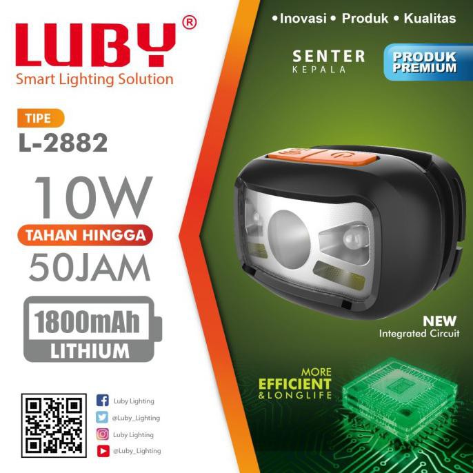 Hadir Senter Kepala Luby L-2882 10 Watt Baterai 50 Jam ( Sensor Gerak ) Limited