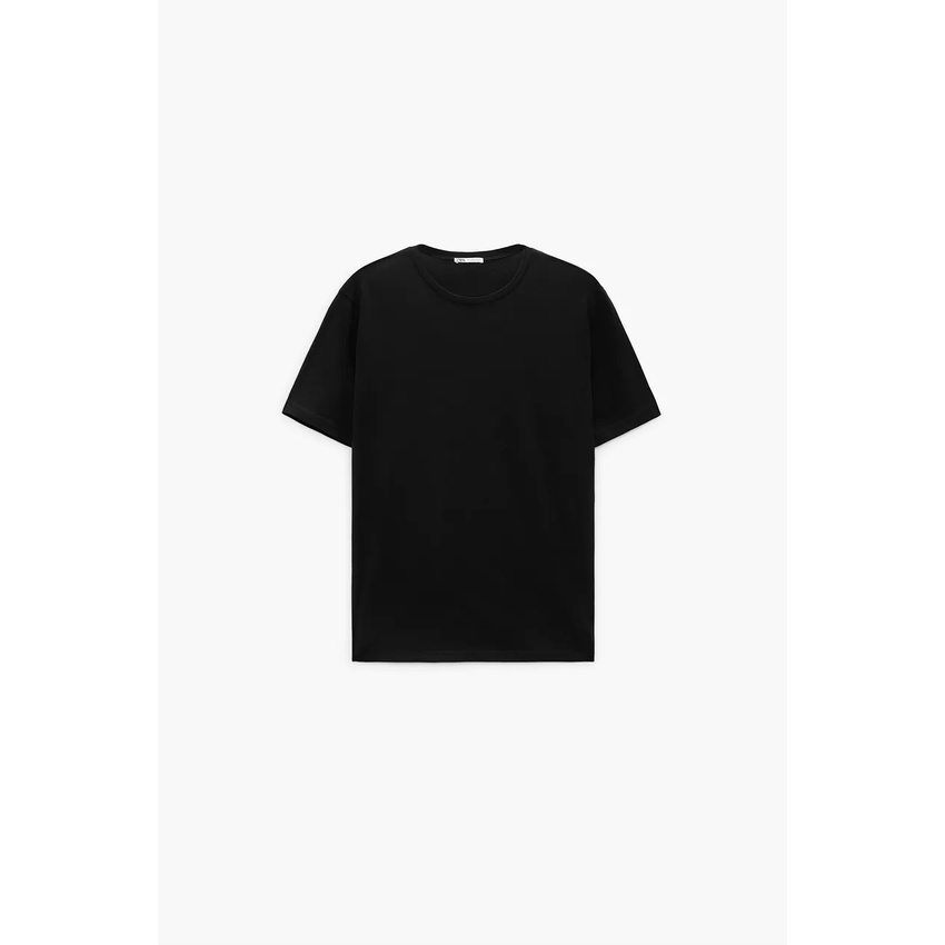 Zara Man T - Shirt Kaos Pria Polos Hitam Black - ORIGINAL