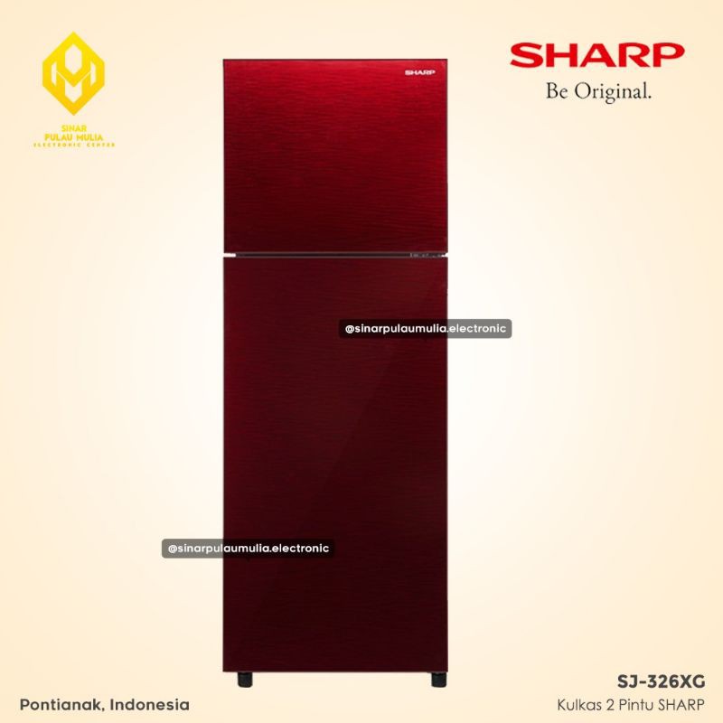 Sharp Kulkas 2 Pintu 256 Liter Low Watt - SJ-326XG-MR / SJ 326XG MR / SJ 326 XG MR / 326XG