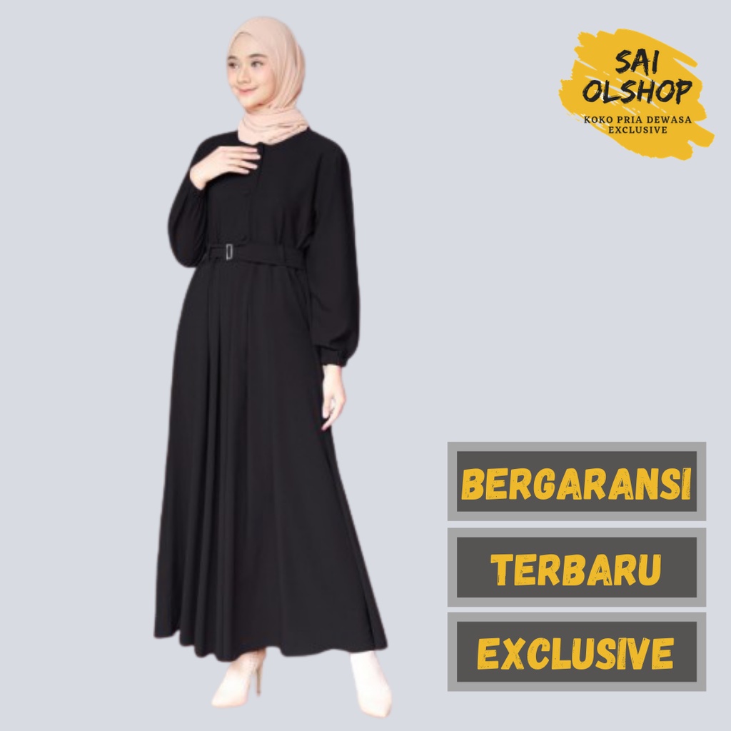 gamis terbaru 2021 modern remaja sarah maxy kekinian gamis hitam polos