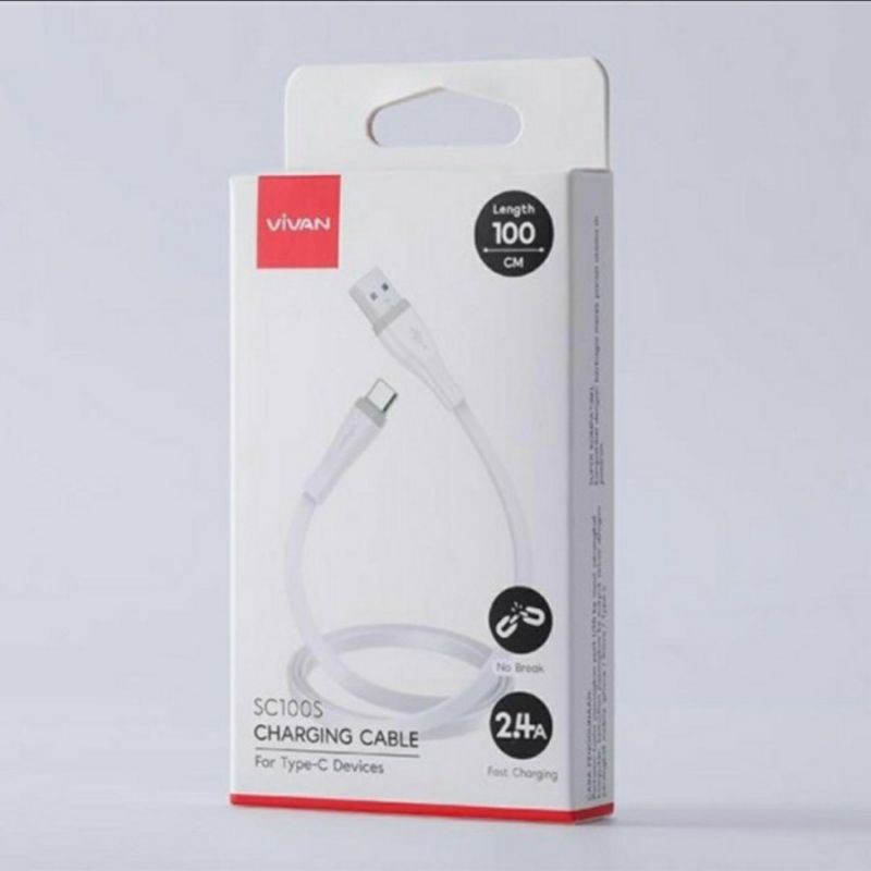 KABEL DATA TYPE C FAST CHARGING 2.4A 100CM VIVAN SC100S GARANSI 1 TAHUN