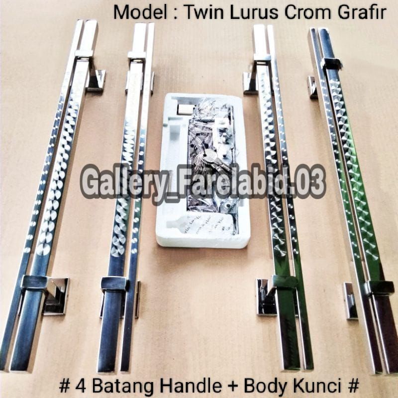 1 Meter Handle Pintu Rumah Stainless Steel Grafir 100 Cm Full Set Body Kunci Gagang Pintu Rumah Modern Set Bodi Pelor Pegangan Pintu Kupu Tarung Tarikan Pintu Rumah Utama Minimalis