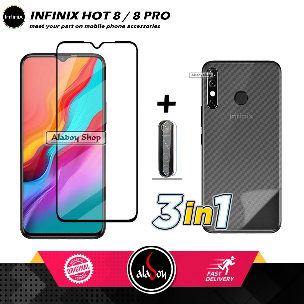 Tempered Glass Layar Infinix Hot 8 , Hot 8 Pro Free Tempered Glass Camera