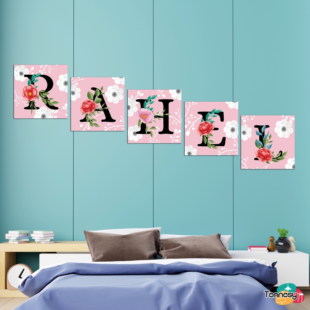 TENNESY HIASAN DINDING PINK KUSTOM NAMA REQUEST ALFABET HURUF FONT INISIAL WALL DECOR PAJANGAN KAYU DEKORASI DINDING KAMAR TIDUR RUMAH