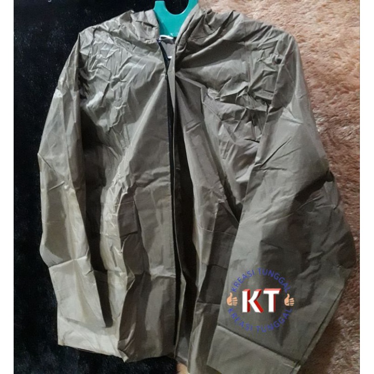 jas hujan setelan coklat/biway jas hujan/mantel hujan