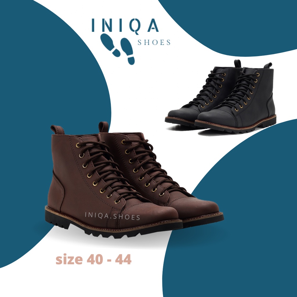 Sepatu Boots Pria Kulit Casual Simpel Sepatu Formal Fleming Brown Black Model Kekinian Original Trag