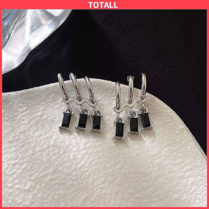 COD Anting Pejantan Zirkon Gelap Wanita Manis Keren Gaya Niche Design Personality Earrings-Totall