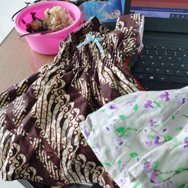 Dress Anak Batik Tanpa Lengan Bahan Katun, Smock Dada, Lucu, Harga Murah, Grosir Batik
