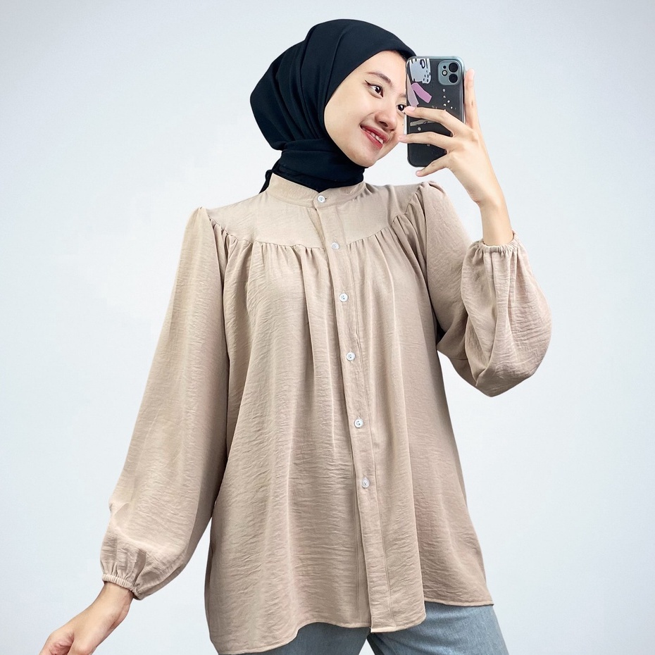 BEFAST - ZRX OOTD Wanita Blouse HYUJO / RASHIFA SHIRT BLOUSE / Blouse Wanita Terbaru / Blouse Lengan Balon Panjang / Fashion Wanita Casual / Blouse Kerja Formal / OOTD Wanita Hijab Trendy