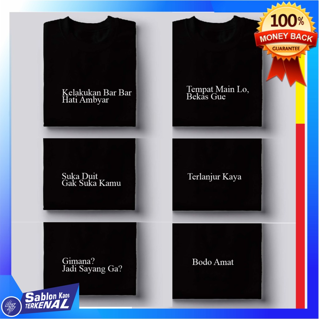 Kaos Viral Kata Kata Kaos Distro Desain Simpel Kualitas Premium T