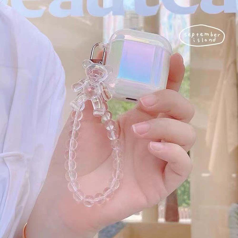 QUINTON Gelang Laser Gadis Kreatif Jantung Kupu-Kupu Pemegang Kartu Aksesoris Beruang Tas Sekolah Dekorasi Gantungan Kunci