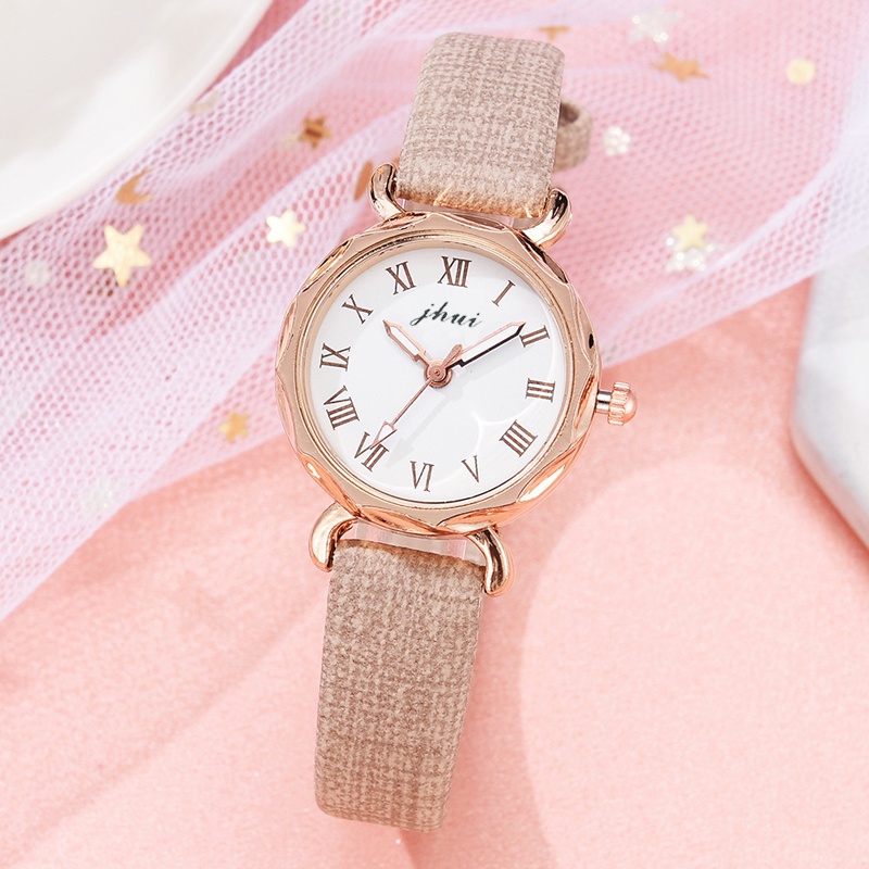 SANGCAKRA COD - Jam Tangan Casual Wanita Analog Kecil Dial Bulat Strap PU Leather Korean - JW46