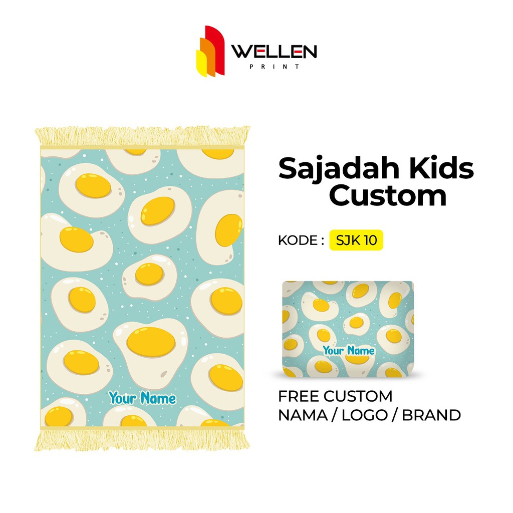 WELLEN PRINT - Sajadah custom print nama / cetak sajadah dan pouch ukuran kecil untuk anak-SJK 10