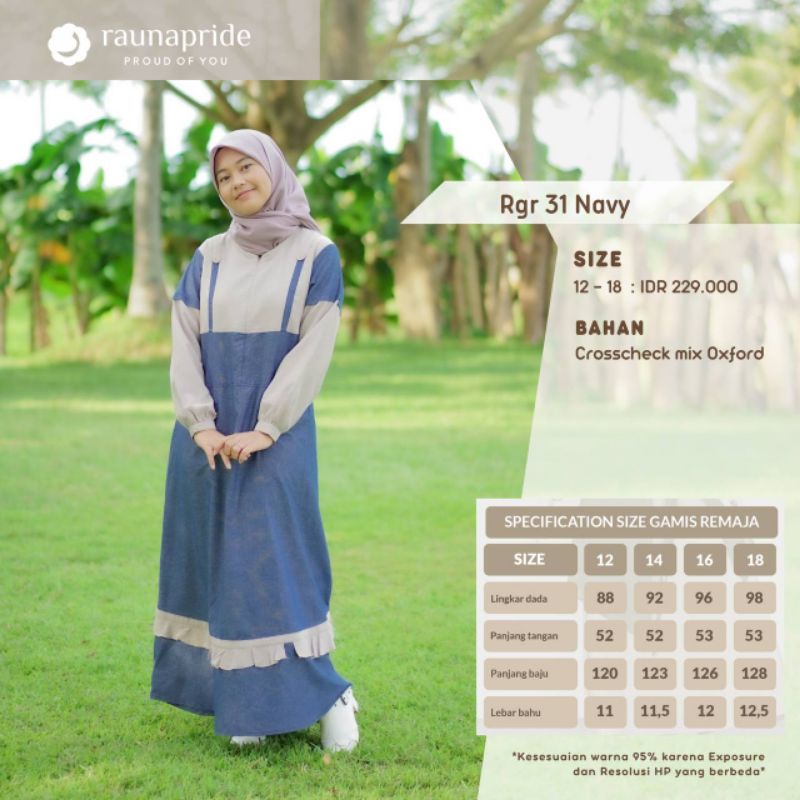 RAUNA REMAJA RGR 31 MAROON/RGR 31 NAVY (READY STOK)