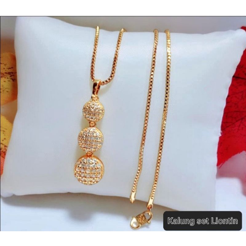 Kalung liontin tiga tingkat xuping aksesoris fashion