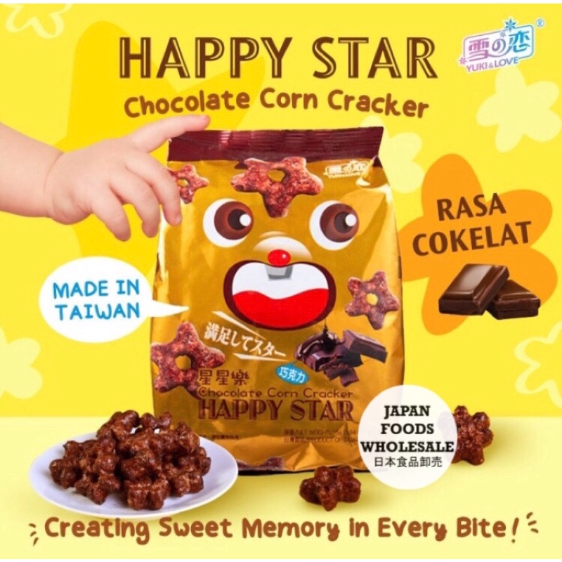 

Happy Star Chocolate Corn Crackers / cemilan impor / snack impor