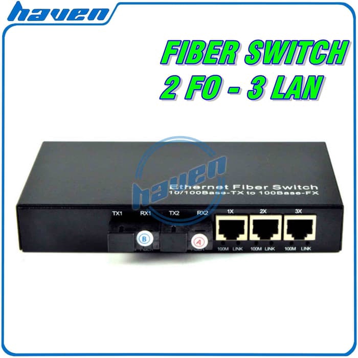 Media Converter 2 FO 3 LAN / Switch Fiber Optic 2 Port SC 100