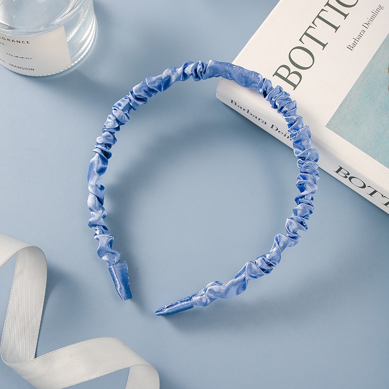 Bando Korea Kerut Wanita Aksesoris Fashion Wanita / Bandana Scrunchie Korea Aneka Warna-AR-100 #4 BiruTua