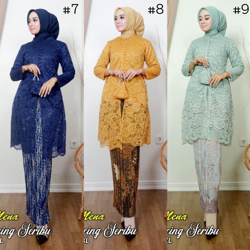 RSQI/ Setelan Kebaya Brokat Tunik Kacing Depan Busui Friendly Dan Aneka Warna Lain nya