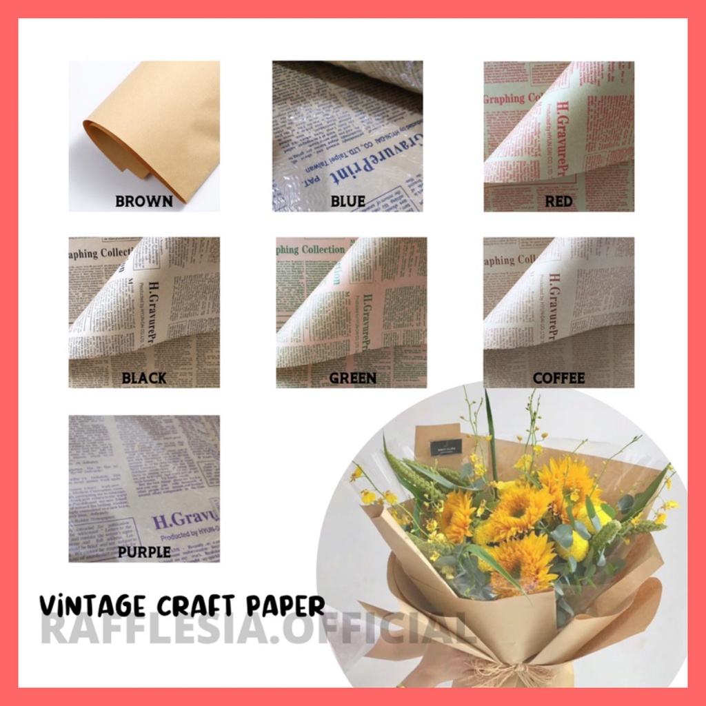 

[5 LEMBAR] PREMIUM VINTAGE CRAFT PAPER KERTAS BUKET PEMBUNGKUS BUNGA HAND BOUQUET