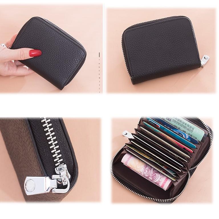 ✽ RIZKY-LOKAL Tempat Kartu Organ Kulit Pemegang Kartu Wanita Anti-pencurian RFID ۝