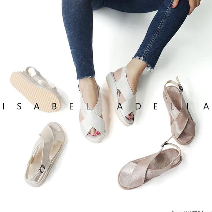 Jual Sepatu  Sandal Platform Channel Emboss Hitam Harga 