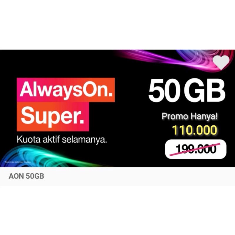 AON 50GB Aktif 1 Tahun Kuota Tri Terbaik / Paket Data Three / Internet Kartu 3
