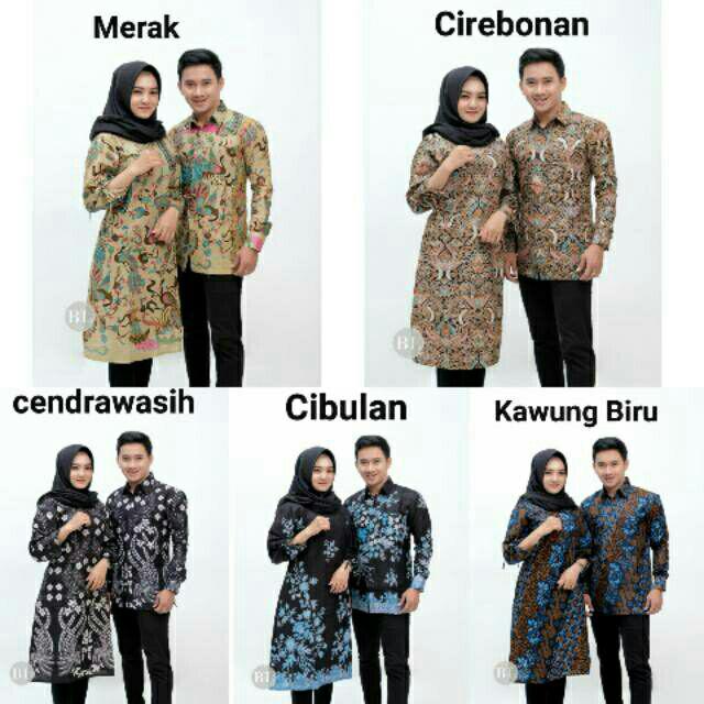 Baju Batik Couple Gamis Batik Keluarga Modern Motif Cibulan Orange Terbaru