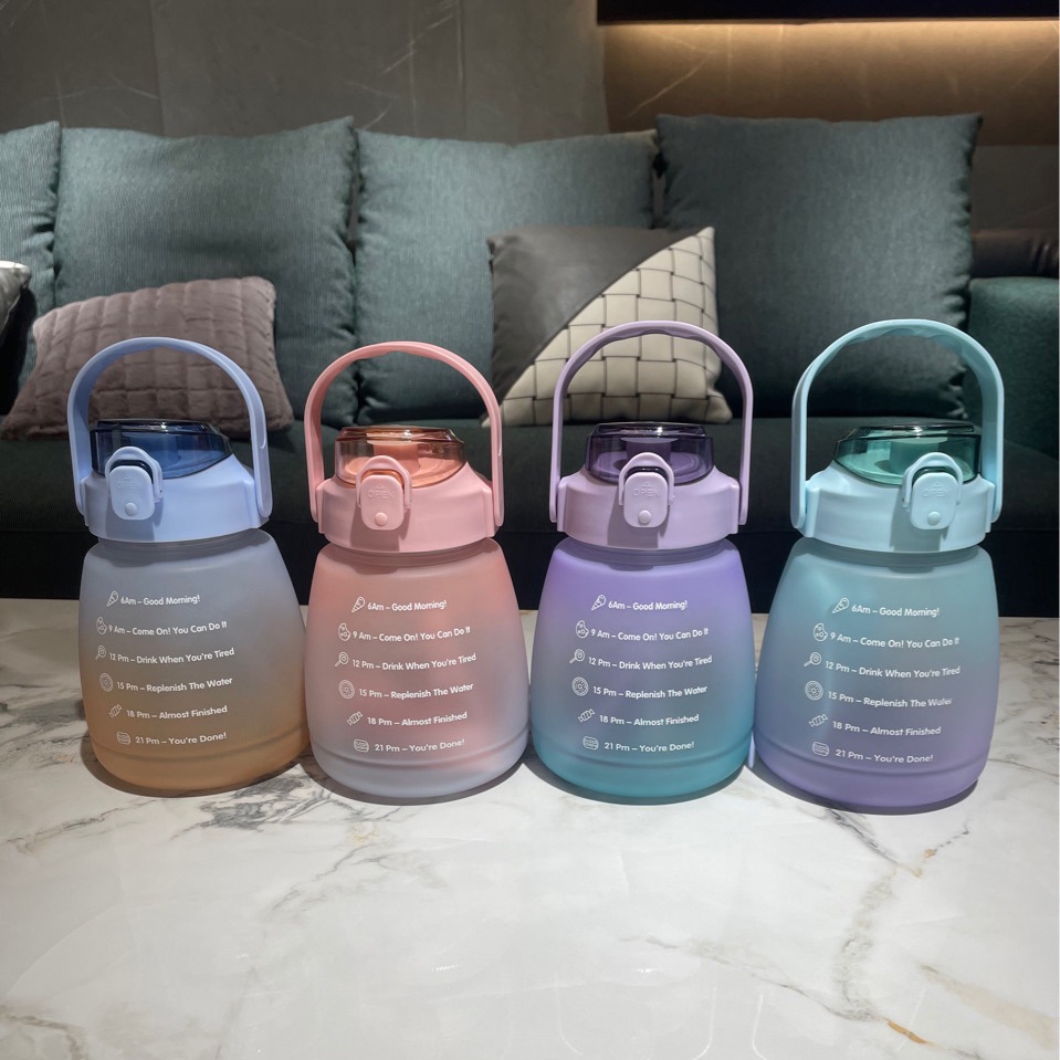 ☀ACCBAYI☀ ACC0049 Botol Minum 1.3 Liter Rainbow Motivasi Kapasitas 1300ML