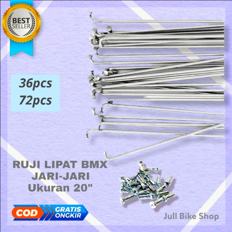 jari jari sepeda 20 silver murni velg lipat chrome 187 bmx set ban ruji spoke