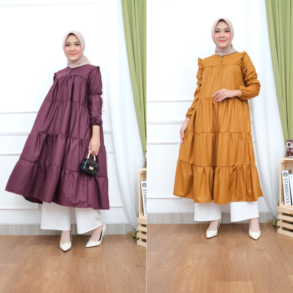 LIVI MIDI DRESS KATUN PREMIUM GAMIS SUSUN MIDI GBM