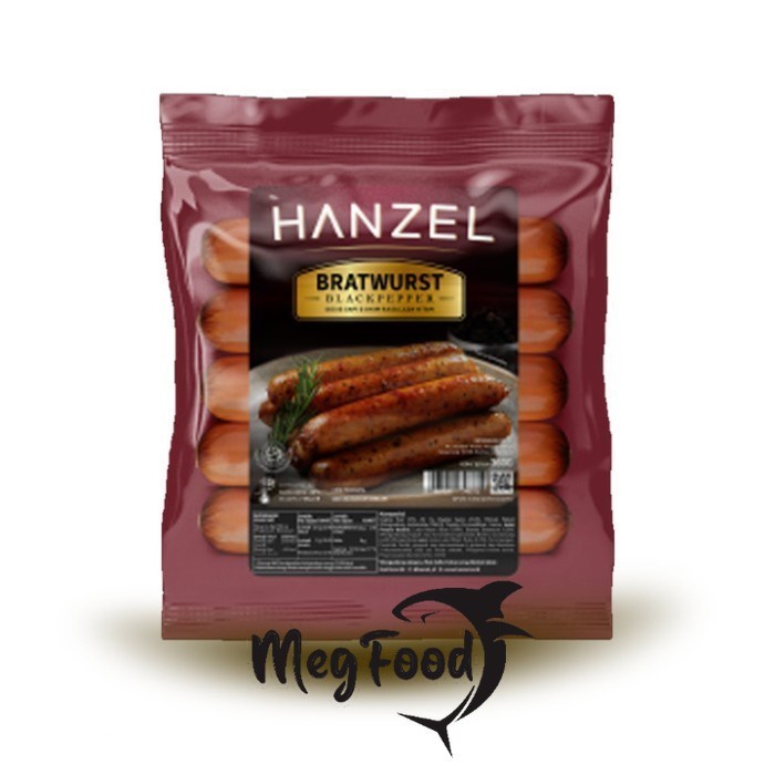 

Hanzel Sosis Bratwurst Blackpepper isi 5pc 360 gr