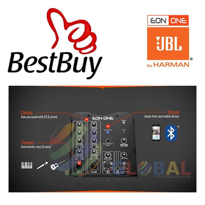 JBL EON ONE Portable All-In-One Linear-Array Mixer 6-Channel PA System - Hitam