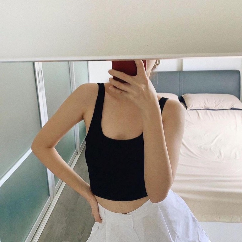 hazzy tank // scoop u neck square neck tank top crop