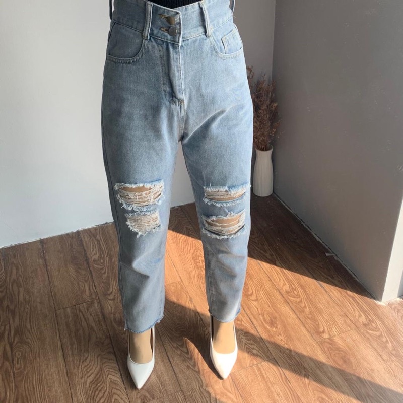 [LUXE.DLABE] - D69 Jeans | Celanja Panjang Highwaist wanita import High Waist Ripped jeans Baggy Jeans Boyfriend Wideleg Kulot Jeans Import