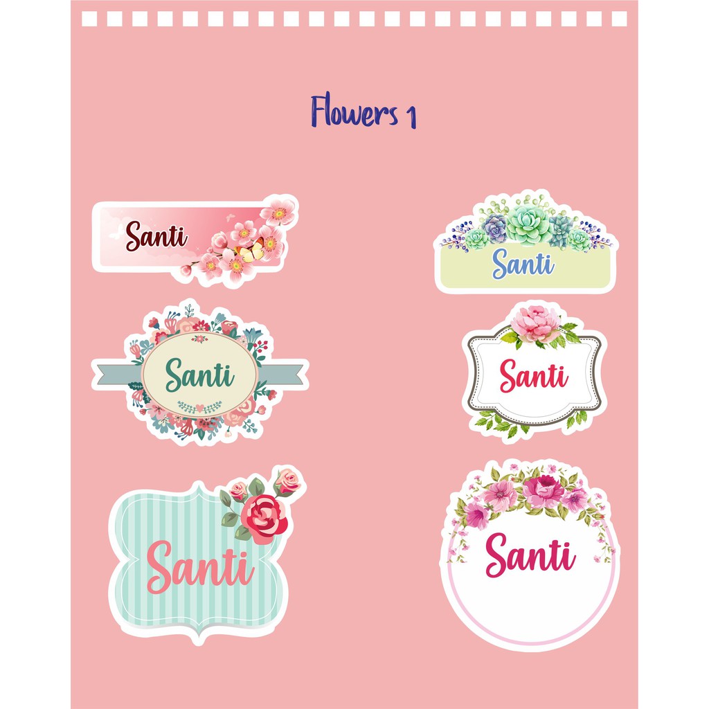 

192pcs Stiker Label Nama Kekinian Tahan Air & Anti Luntur untuk Umum Tema Flowers 1