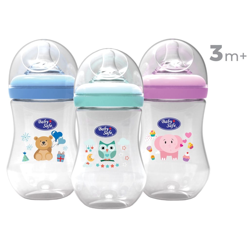 Baby Safe Wide Neck Bottle 250 ml/8oz 3pcs - Botol Susu Bayi (WNS02)