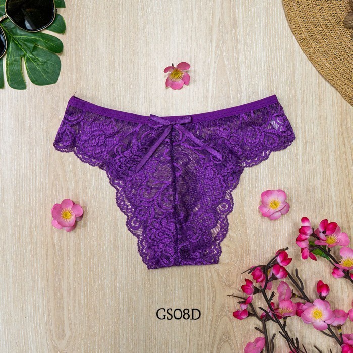TERBARU CD G STRING WANITA UNDERWEAR LACE SEXY UNDERWEAR BROKAT UNGU GS08D