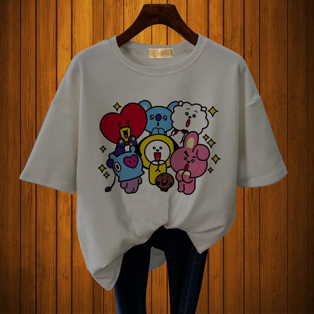 CALVIERO SHOP - BAJU KAOS WANITA DEWASA PRINT BTS ICON CASUAL