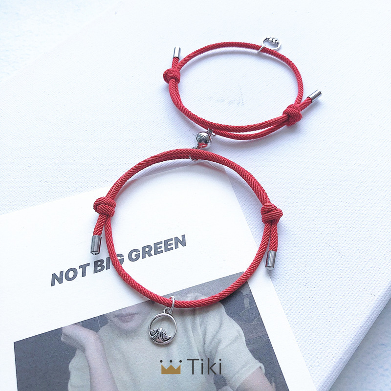 2 Pcs/set Couple Magnet Creative Gelang Tali Kepang Magnetik Adjustable Persahabatan Set Kekasih Hadiah Gelang Perhiasan - PD